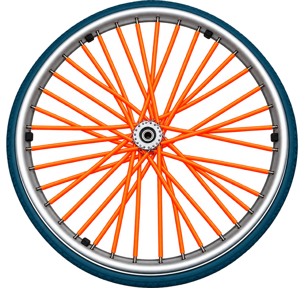 Florescent Orange Wheelchair Spoke Skins – 72 Covers