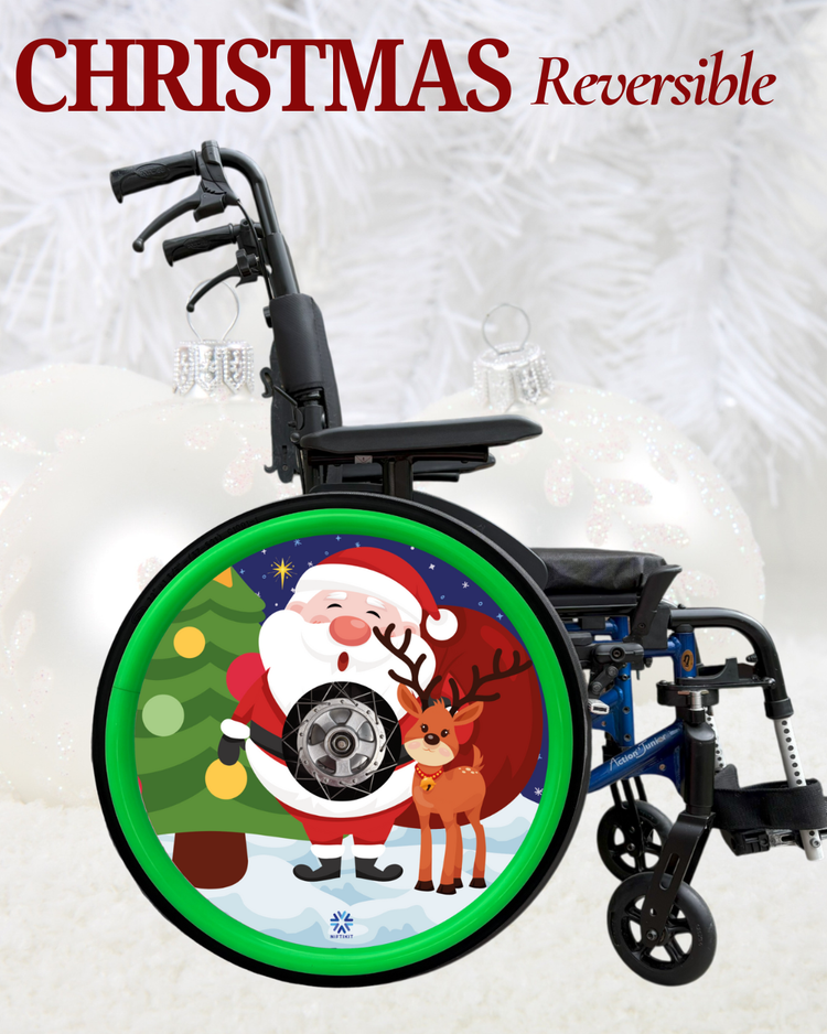 Christmas Wheelchair Wheel Covers – Reversible Designs, Eco Recycled | Niftikit
