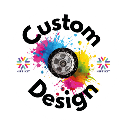 Custom wheelchair wheel cover by Niftikit featuring a colourful personalised design option, sizes to fit most wheelchairs 