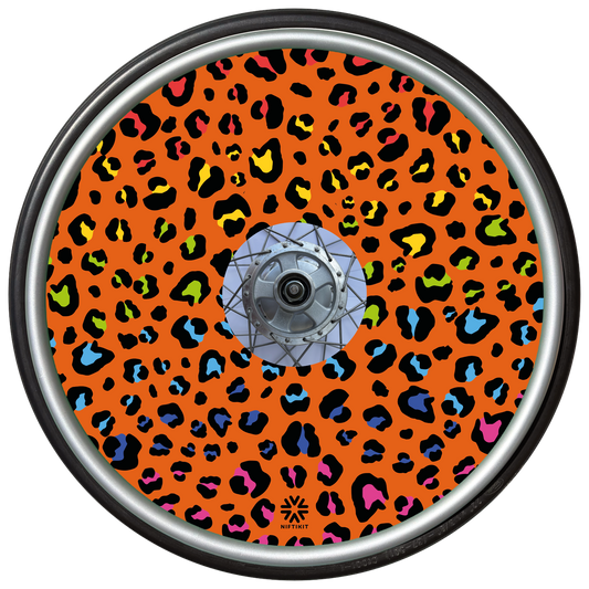 Wheelchair Wheel Covers – “Lively Leopard ”- Roll Bold in Leopard Print