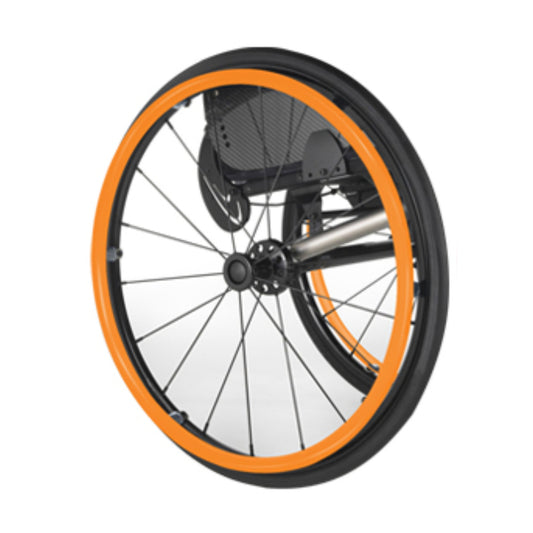 Orange silicone push rim handrim cover for wheelchair wheels- by Niftikit 