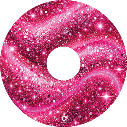 Pink Stardust wheelchair wheel cover with a bright pink printed sparkle effect.