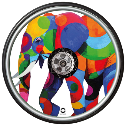 Pop Art Rainbow Elephant Wheelchair Spoke Guards | Africa Range | Niftikit