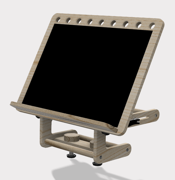 CAD drawing of Niftikit adjustable  Desk Slope with A3 soft hook and loop panel 