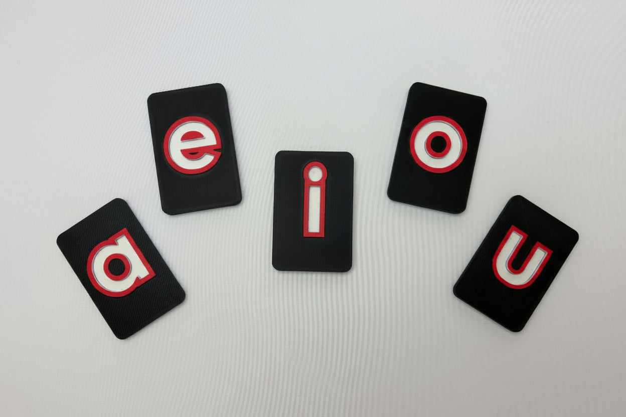 Tactile vowel tiles for accessible early phonics learning