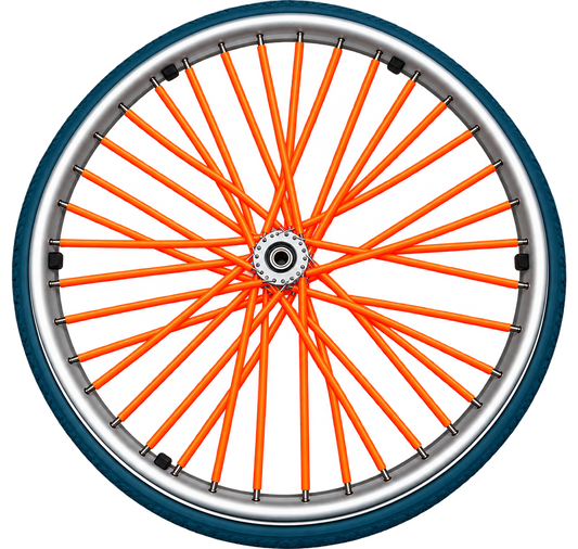Florescent Orange Wheelchair Spoke Skins – 72 Covers